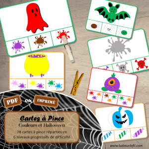 Cartes à pince – Couleurs & Halloween