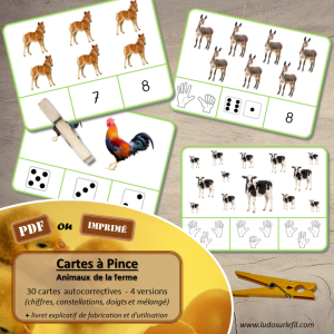 Cartes à pince – Dénombrement – Animaux de la ferme