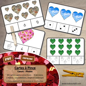 Cartes à pince – Dénombrement – Coeurs – Photos