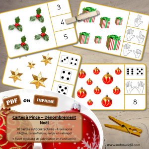 Cartes à pince – Dénombrement – Noël
